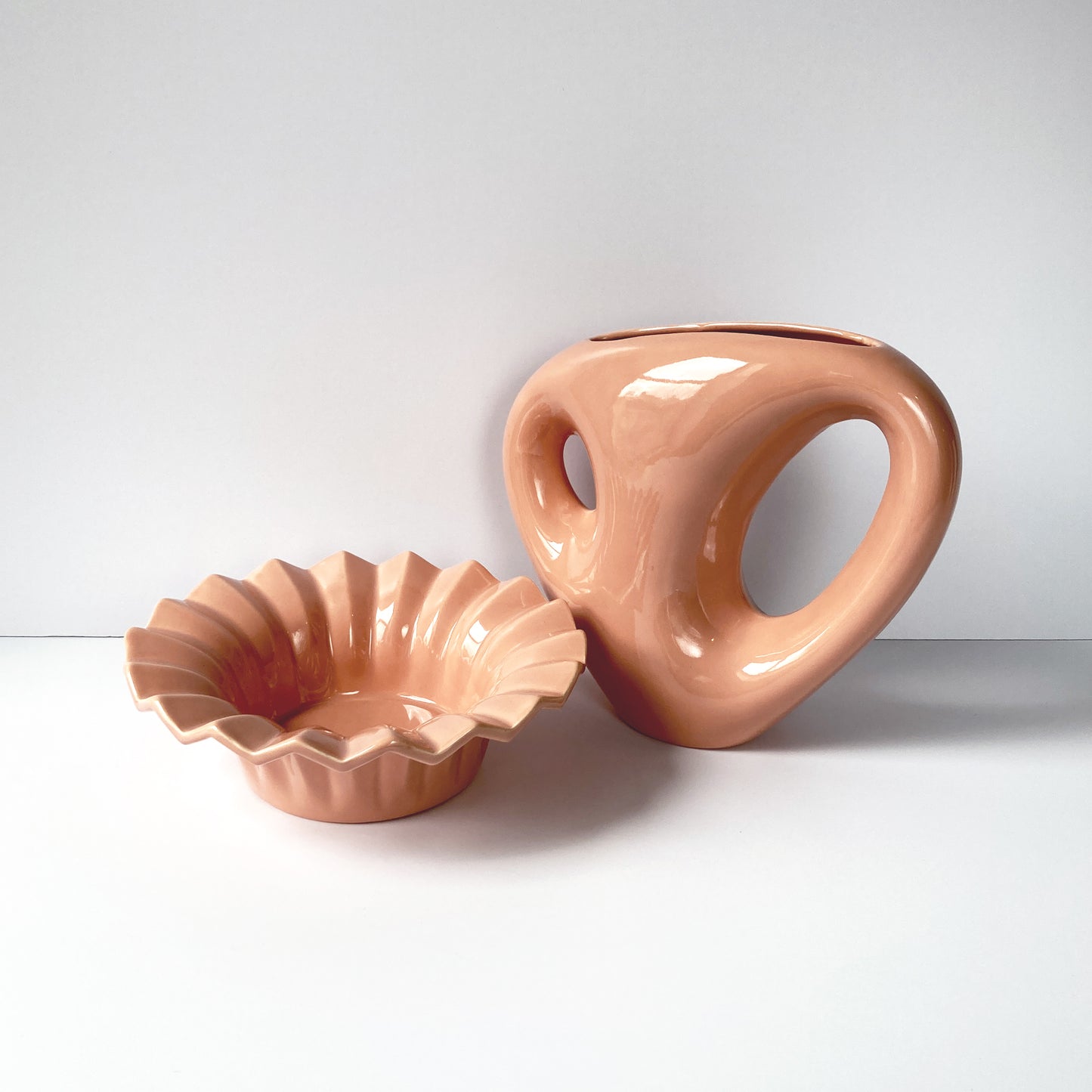 Haeger Blush Peach Abstract Vase, Postmodern