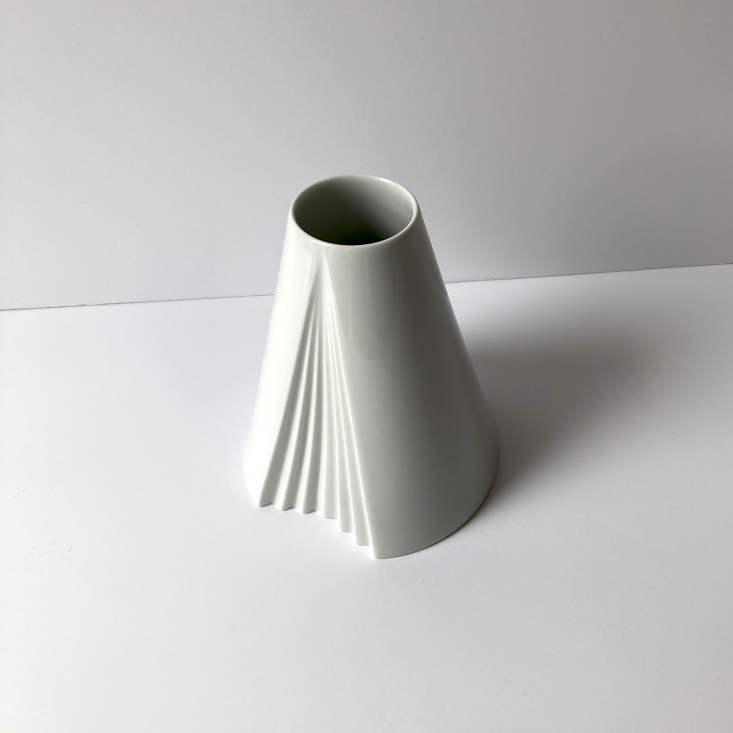Rosenthal by Ambrogio Pozzi, White Porcelain Plisse Vase