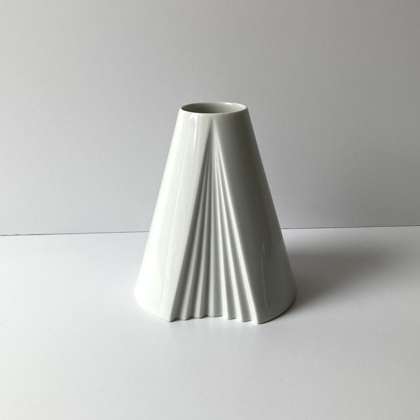 Rosenthal by Ambrogio Pozzi, White Porcelain Plisse Vase