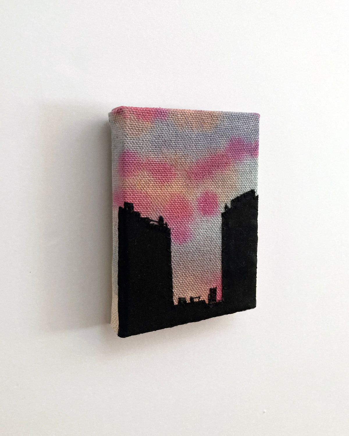 Sunset Silhouette, Hand Dyed and Embroidered Canvas, 2.75 x 3.5 inches