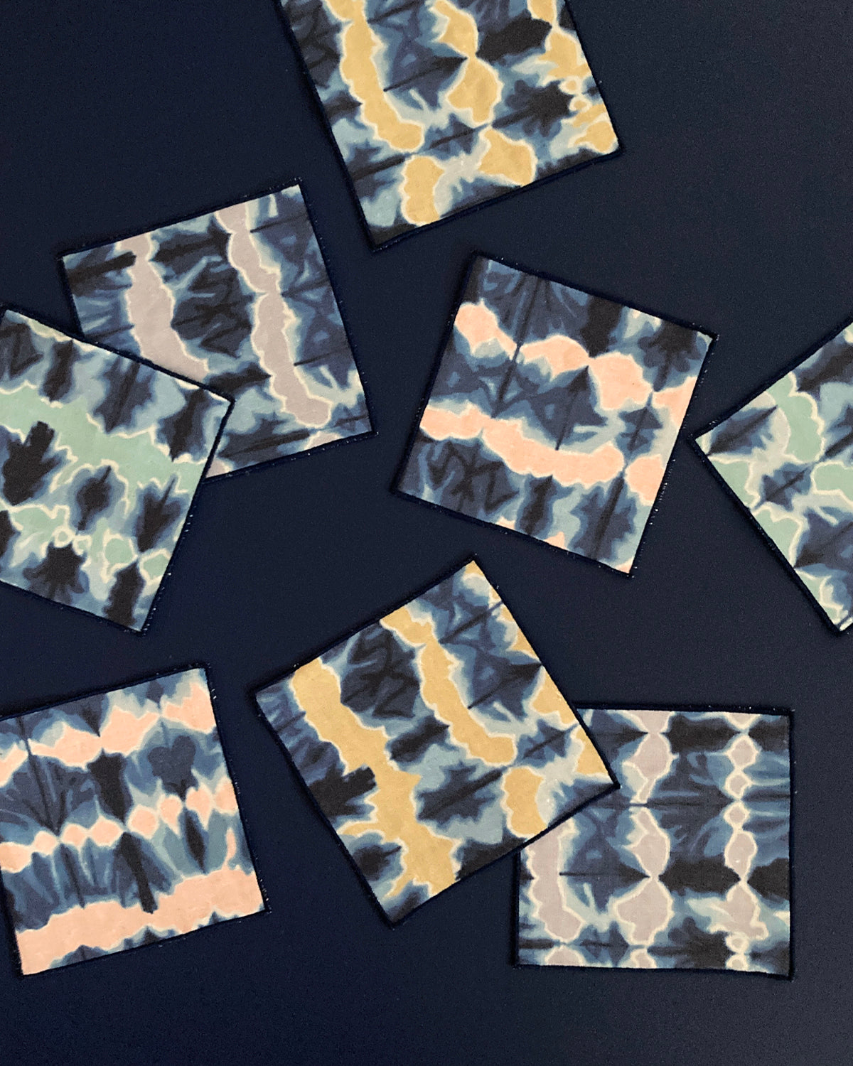 Silver & Indigo Wave Cocktail Napkins, Set of Four