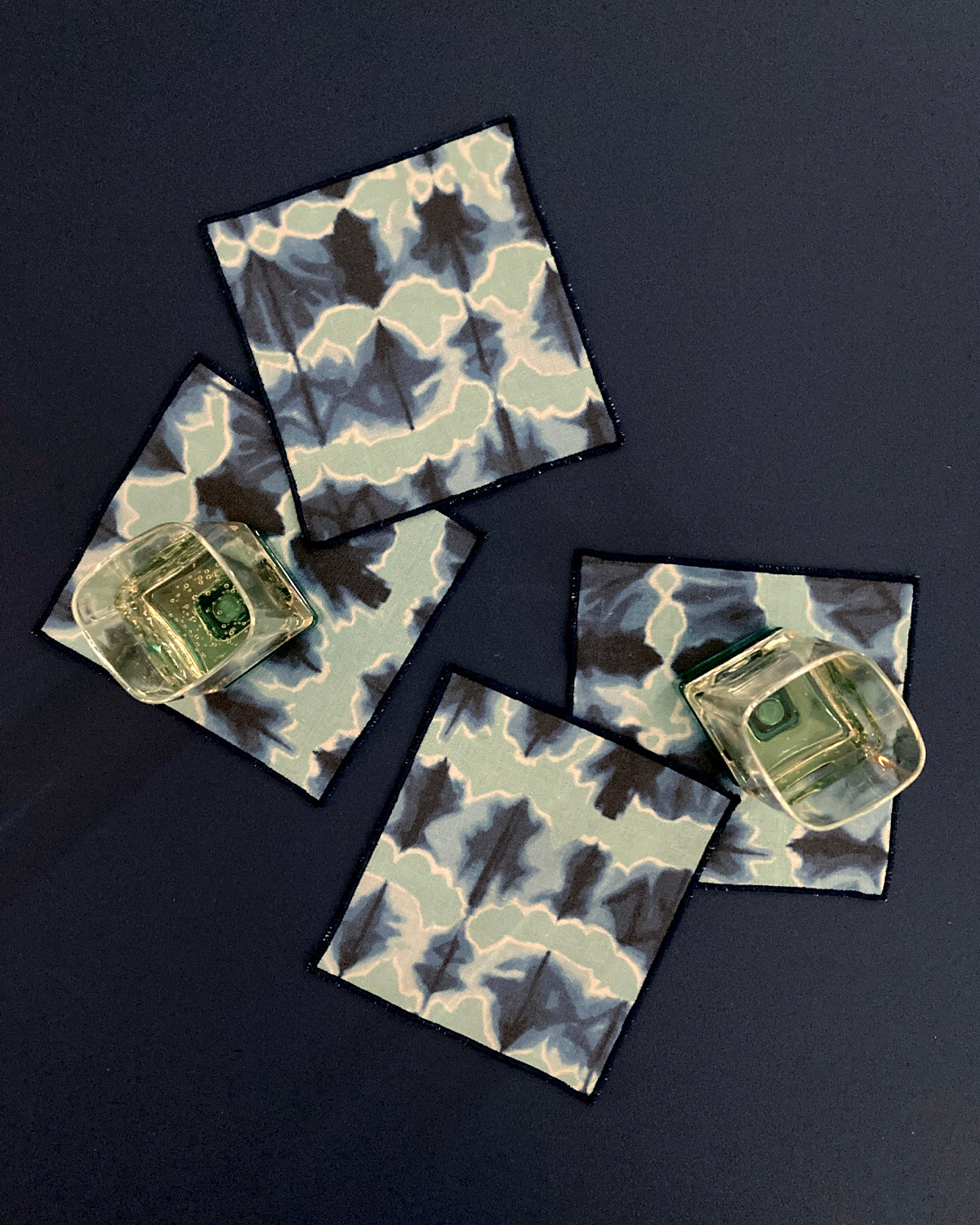 Jade & Indigo Wave Cocktail Napkins, Set of Four