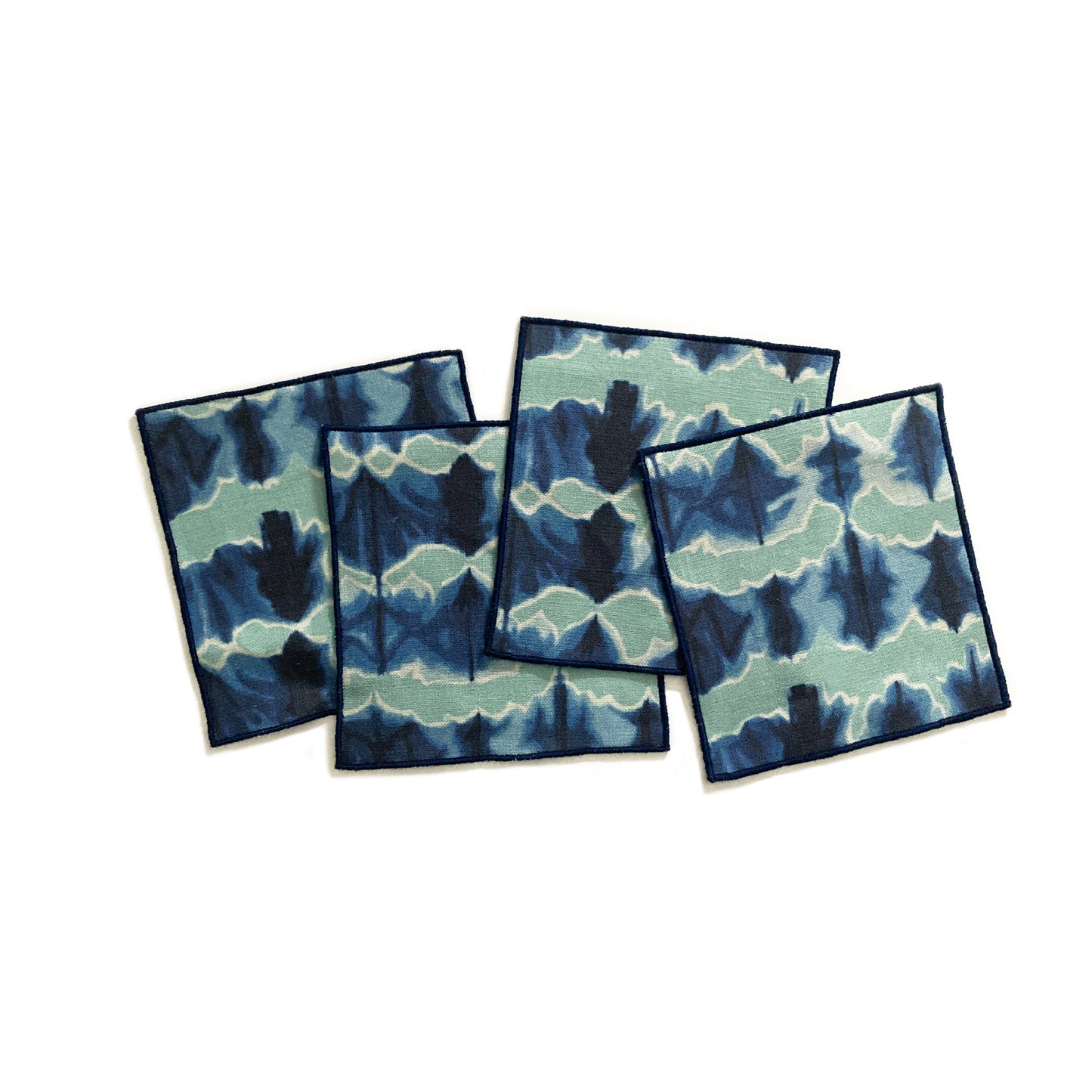 Jade & Indigo Wave Cocktail Napkins, Set of Four