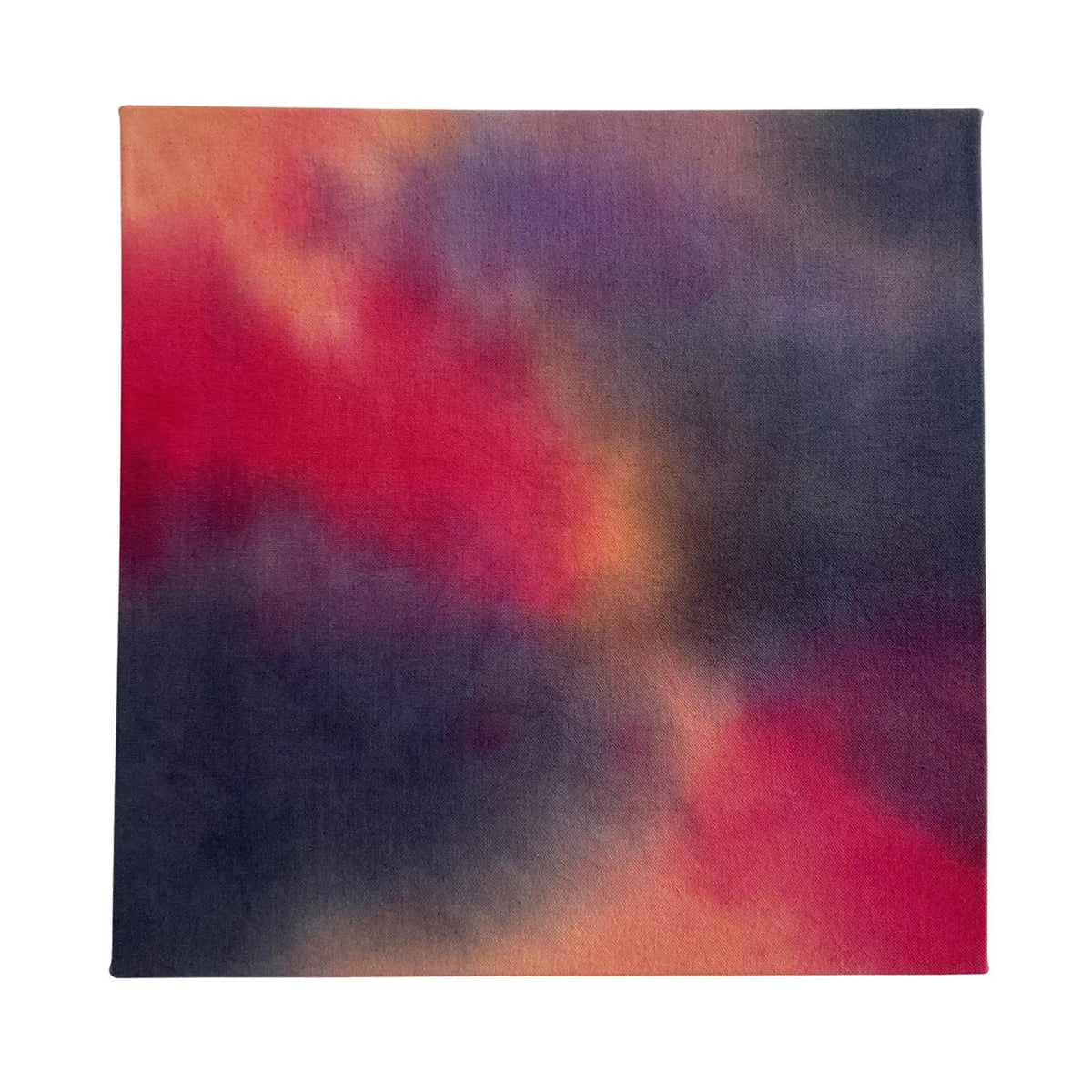 Abstract Cloud Painting in Magenta, Slate, Peach, Lilac, 16 x 16 inches