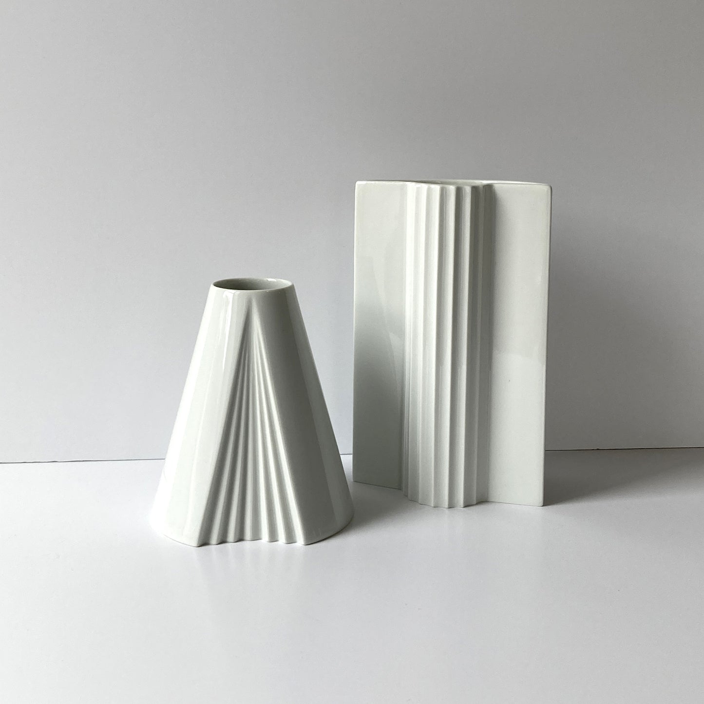 Rosenthal by Ambrogio Pozzi, White Porcelain Plisse Vase