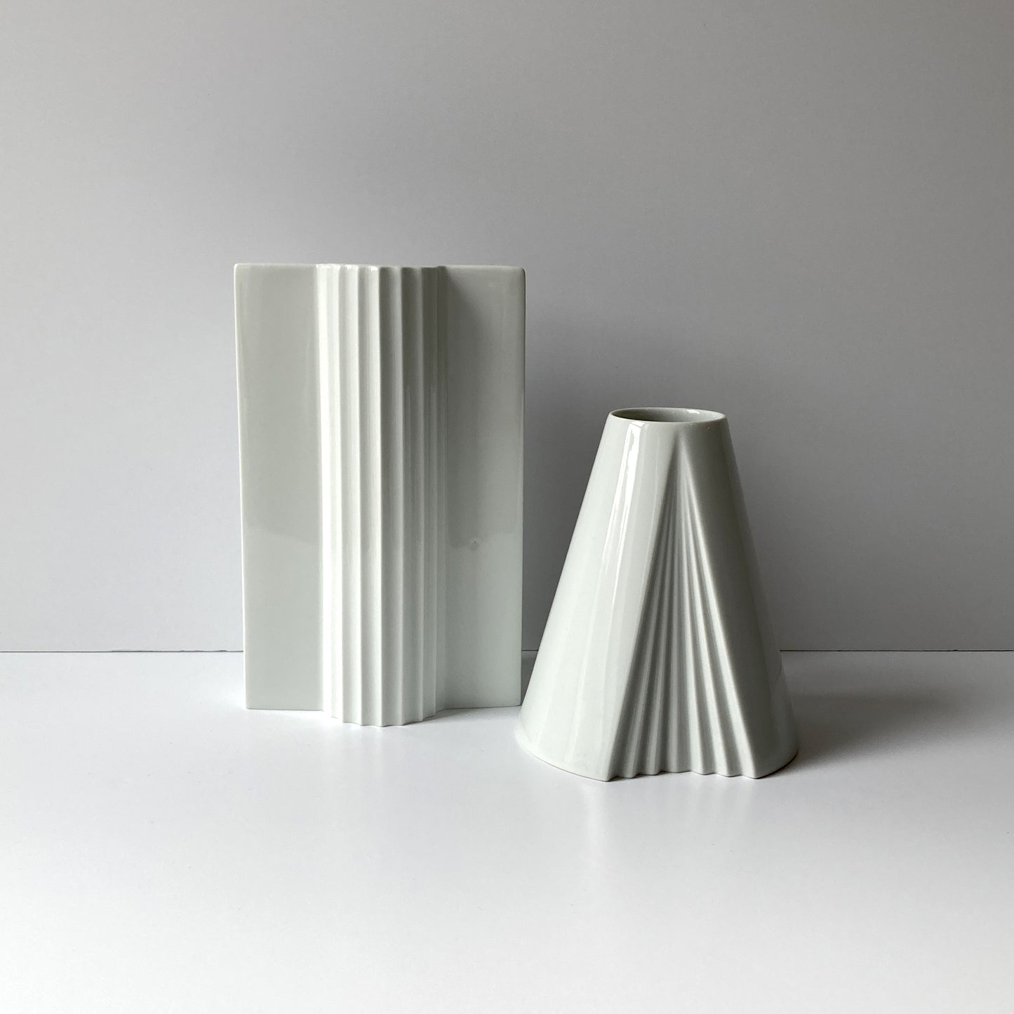 Rosenthal by Ambrogio Pozzi, White Porcelain Plisse Vase