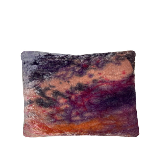 Hand Painted Silk Velvet Pillow, Abstract No.4, Peach Pink & Navy