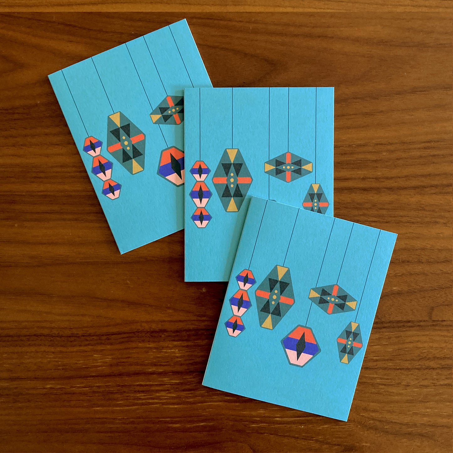 Folded Notecards, Holiday Geo, Set of Six