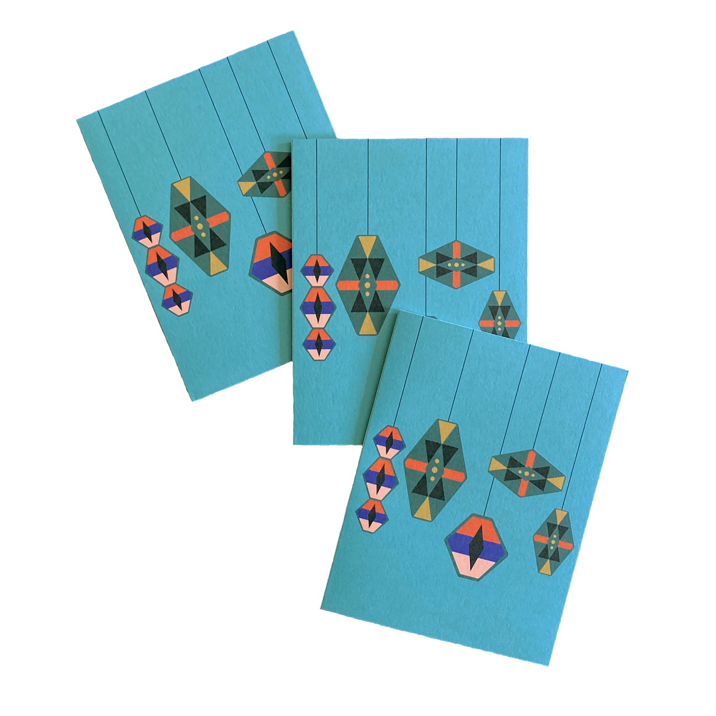 Folded Notecards, Holiday Geo, Set of Six