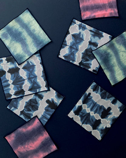 Silver & Indigo Wave Cocktail Napkins, Set of Four