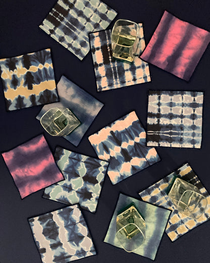 Silver & Indigo Wave Cocktail Napkins, Set of Four