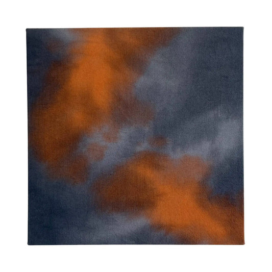 Abstract Cloud Painting in Navy, Slate and Persimmon, 16 x 16 inches