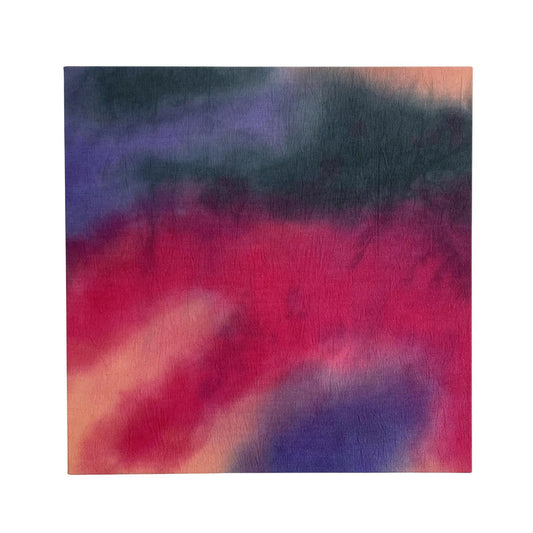 22 x 22 inch canvas painted in an abstract cloud pattern with shades of pink, peach and gray.