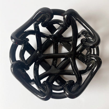 Postmodern Black Ceramic Braided Woven Abstract Centerpiece Bowl