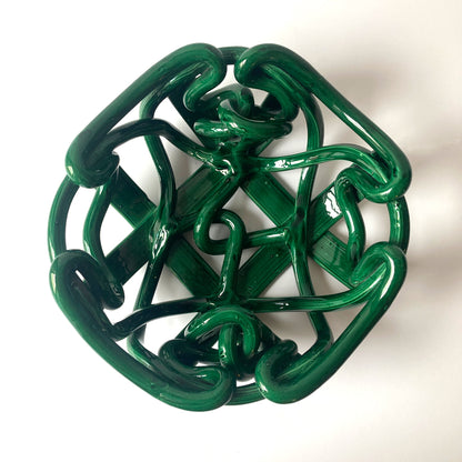 Postmodern Green Ceramic Braided Woven Abstract Centerpiece Bowl