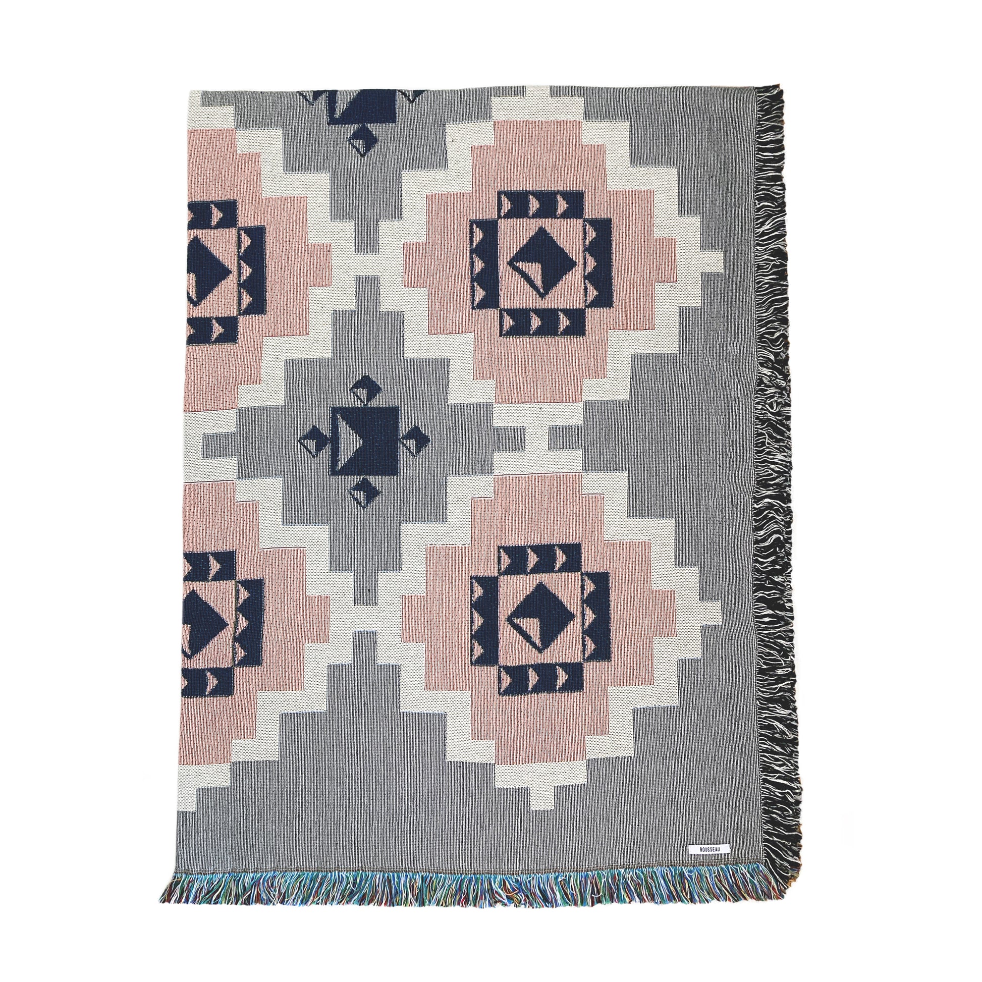 Gray and pink geometric throw blanket