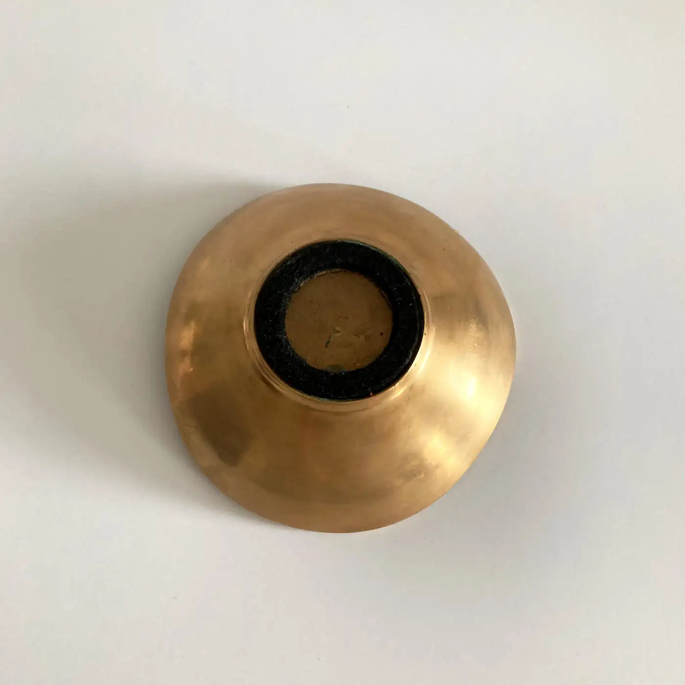 Midcentury Petite Green Enameled Brass Bowl