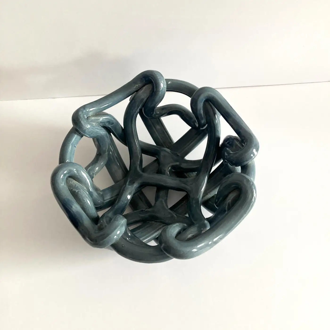 Postmodern Gray Ceramic Braided Woven Abstract Centerpiece Bowl