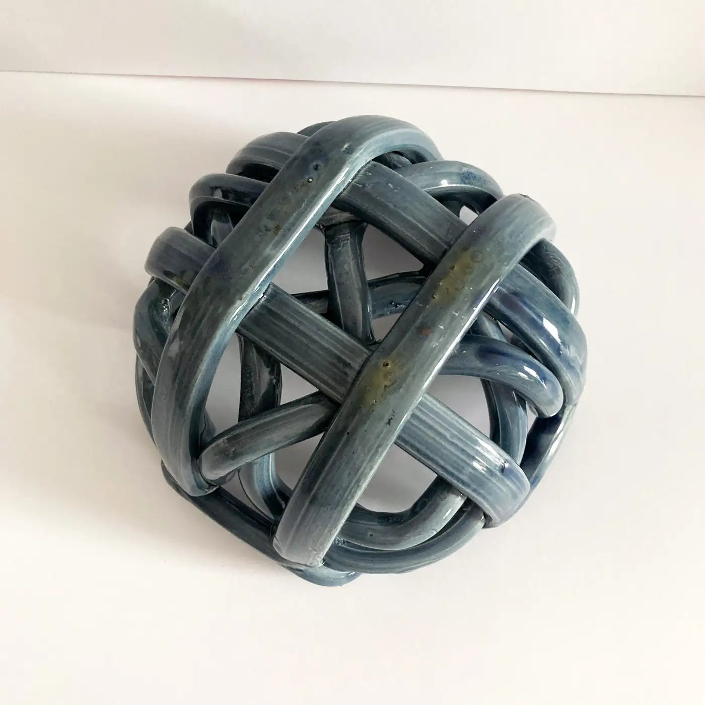 Postmodern Gray Ceramic Braided Woven Abstract Centerpiece Bowl