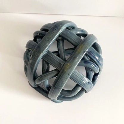 Postmodern Gray Ceramic Braided Woven Abstract Centerpiece Bowl