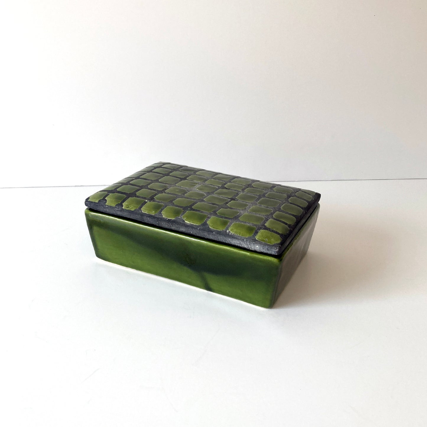 Italian Green Lidded Ceramic Box, 1960s