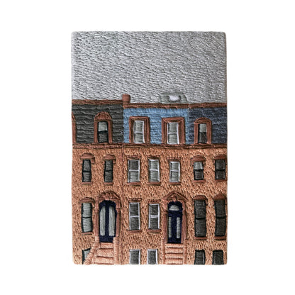 Brooklyn Brownstones, Hand Embroidered Canvas, 4 x 6 inches