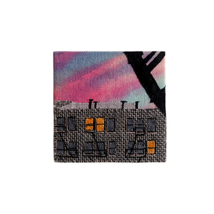 Carroll Gardens No 1, Hand Dyed and Embroidered Canvas, 4 x 4 inches