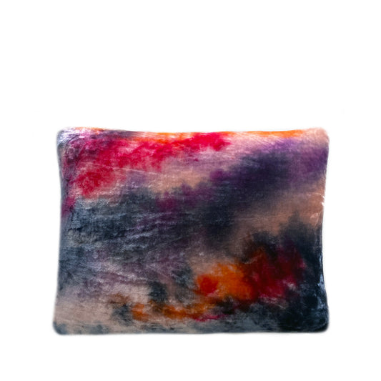 Hand Painted Silk Velvet Pillow, Abstract No.3, Pink Lilac & Navy