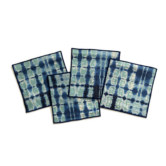 Jade & Indigo Ripple Cocktail Napkins, Set of Four
