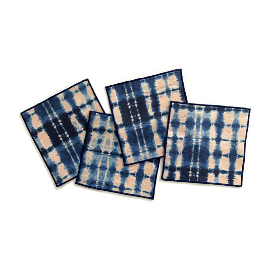 Rose & Indigo Ripple Cocktail Napkins, Set of Four