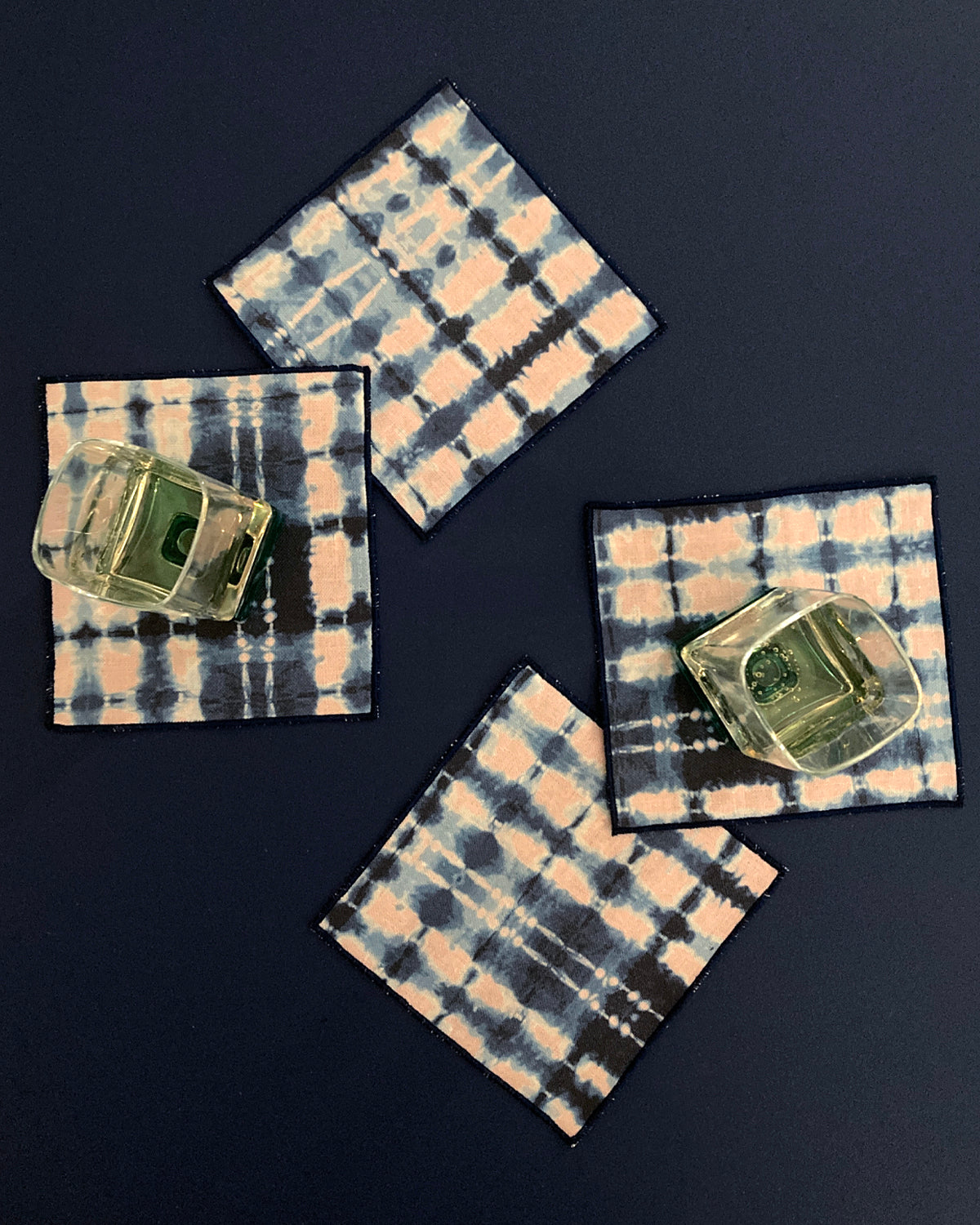 Rose & Indigo Ripple Cocktail Napkins, Set of Four