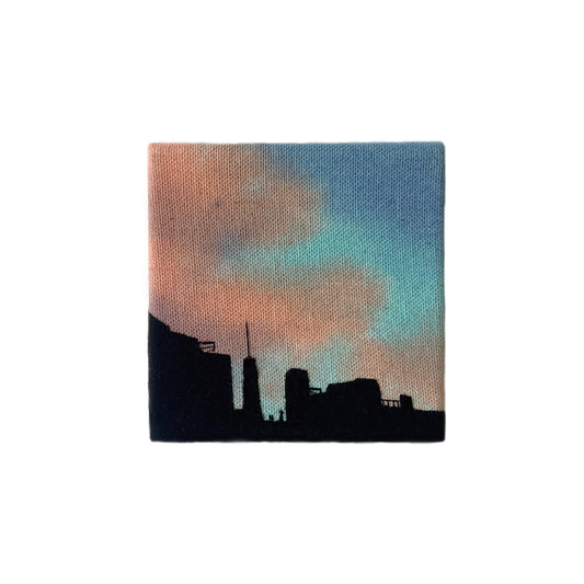 PRE-ORDER Golden Hour Silhouette, Hand Dyed and Embroidered Canvas, 4 x 4 inches