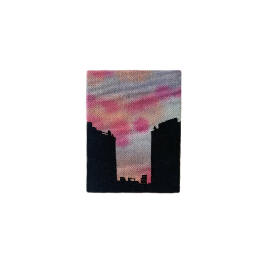 PRE-ORDER Sunset Silhouette, Hand Dyed and Embroidered Canvas, 2.75 x 3.5 inches