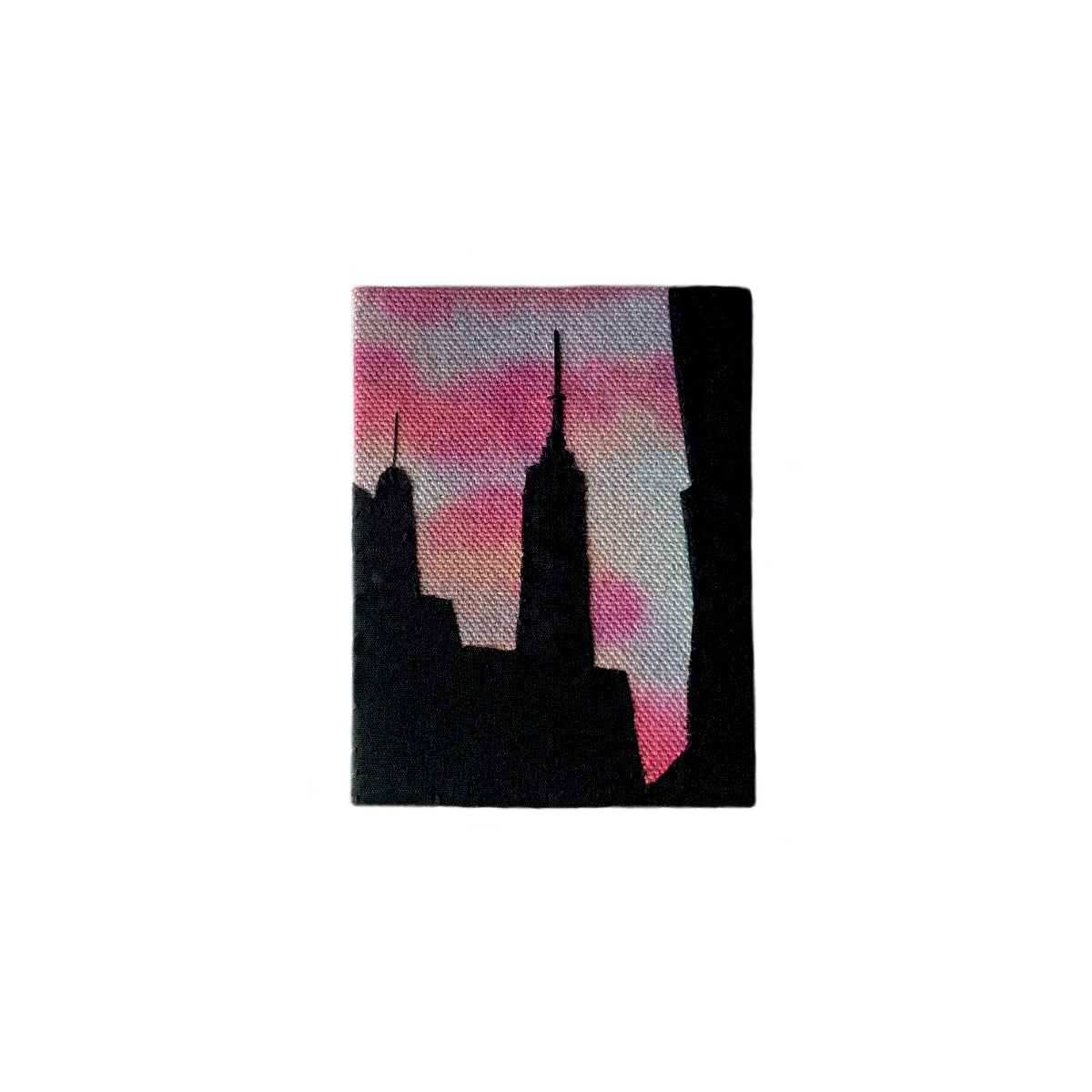 Empire Silhouette, Hand Dyed and Embroidered Canvas, 2.75 x 3.5 inches