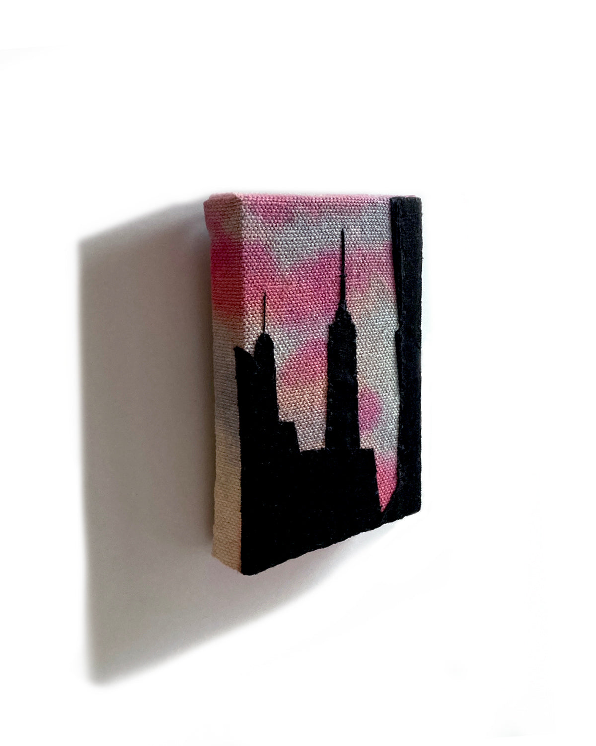 Empire Silhouette, Hand Dyed and Embroidered Canvas, 2.75 x 3.5 inches
