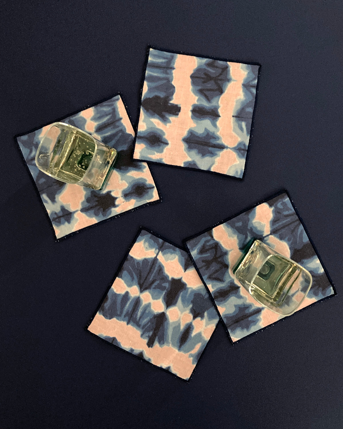 Rose & Indigo Wave Cocktail Napkins, Set of Four