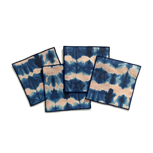 Rose & Indigo Wave Cocktail Napkins, Set of Four