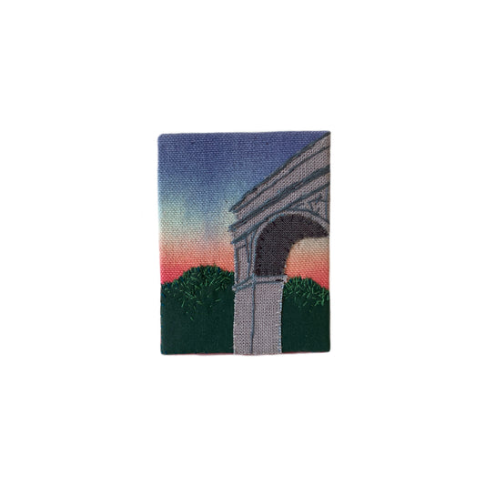PRE-ORDER Washington Square Park, Hand Dyed and Embroidered Canvas, 2.75 x 3.5 inches