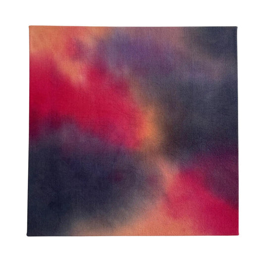 Abstract Cloud Painting in Magenta, Slate, Peach, Lilac, 16 x 16 inches